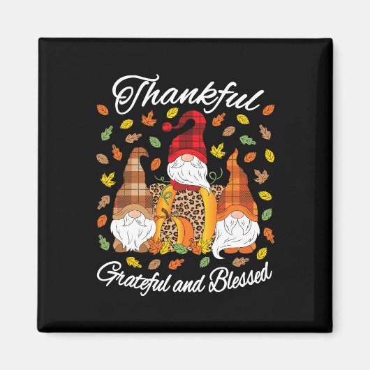 Herfst Gnome Pset Leopard Pumpkin Thanksgiving Ble Magneet (Voorkant)