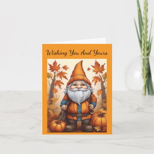 Herfst Gnome Thanksgiving Dag Kaart (Voorkant)