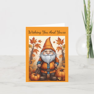Herfst Gnome Thanksgiving Dag Kaart