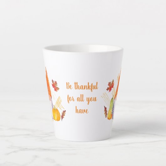 Herfst Gnome Thanksgiving Latte Mok (Voorkant)