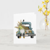 Herfst Gnome truck en pompoen Kaart (Gele Bloem)