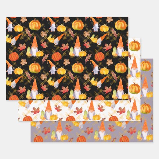 Herfst gnomen en pompoenen inpakpapier vel (Set)