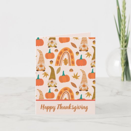 Herfst Gnomen met Thanksgiving van de herfstregenb Feestdagen Kaart (Voorkant)