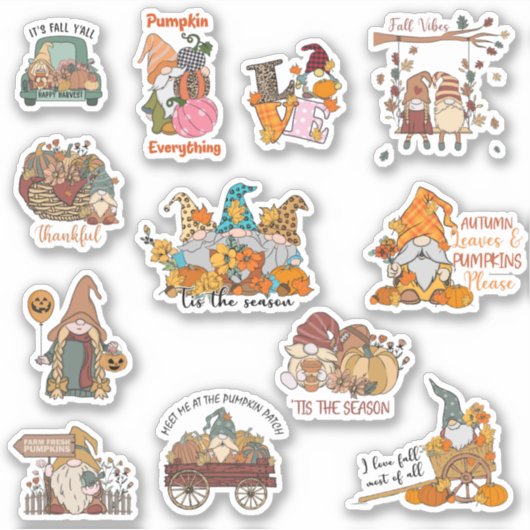 Herfst Gnomen Sticker Pack (Voorkant)