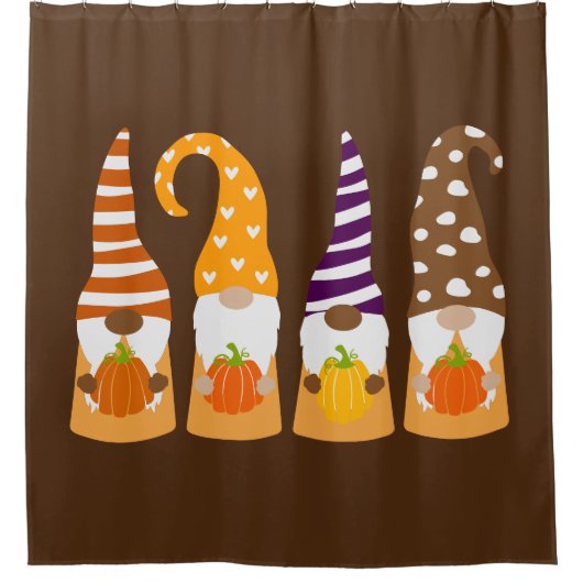 Herfst Gnomes met pompoenen Douchegordijn (Voorkant)