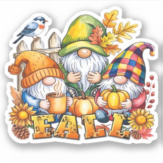 Herfst Gnomes Sublimation Autumn Love Classic T-Sh Sticker (Voorkant)