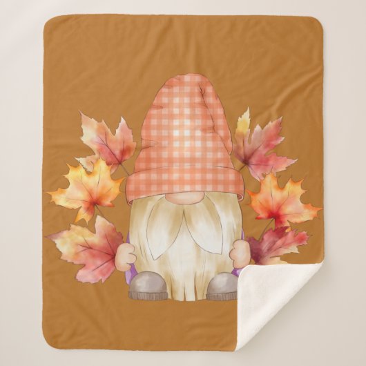 Herfst gnoom met bladeren sherpa deken (Voorkant)