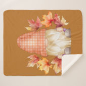 Herfst gnoom met bladeren sherpa deken (Voorkant (horizontaal))