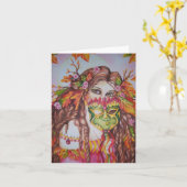 Herfst Godin Oogst Maan Masquerade Notecard Kaart (Gele Bloem)
