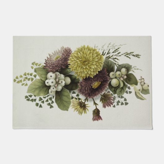 herfst Gold Chrysanthema met Berries Deurmat (Voorkant)