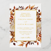 Herfst Gold Elegant Wedding Folie Uitnodiging (Voorkant)
