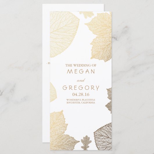 Herfst Gold laat witte trouwprogramma's achter Programmakaart (Voorkant / Achterkant)