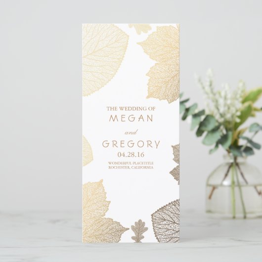 Herfst Gold laat witte trouwprogramma's achter Programmakaart (Staand voorkant)