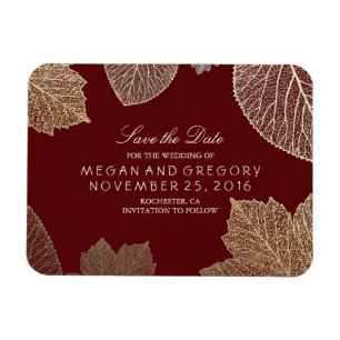 Herfst Gold Leaves Bourgogne Save the Date Magneet