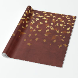 Herfst Gold Leaves Pattern Cadeaupapier