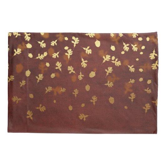 Herfst Gold Leaves Pattern Kussensloop (Achterkant-Links)