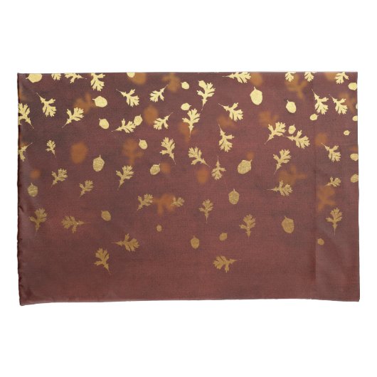 Herfst Gold Leaves Pattern Kussensloop (Voorkant-Rechts)