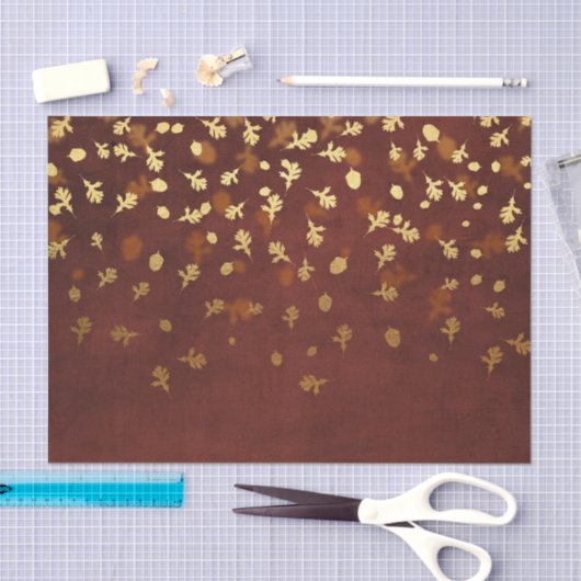 Herfst Gold Leaves Pattern Tissuepapier (Craft)