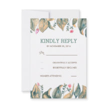 Herfst Gold Leaves Rustic Forest Wedding RSVP