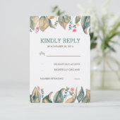 Herfst Gold Leaves Rustic Forest Wedding RSVP Kaartje (Staand voorkant)