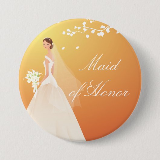 Herfst Gold Maid of Honor Bridal Party Button (Voorkant)