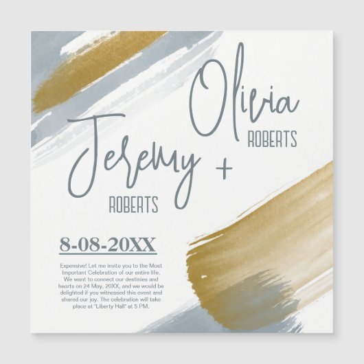 Herfst Gold Modern Elegant Save the Date Wedding Magnetische Uitnodiging (Voorkant)
