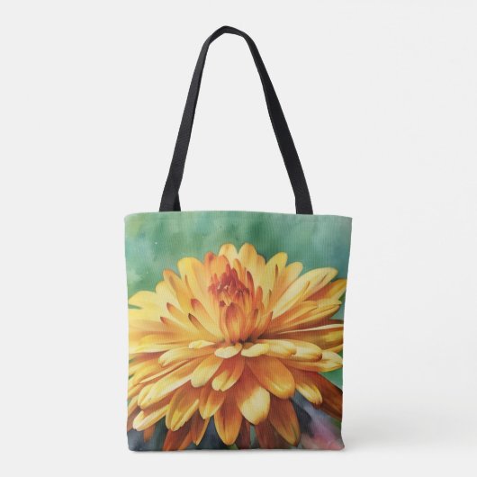 Herfst Gold Mum Flower Floral Art Canvas tas (Achterkant)