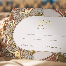 Herfst Gold RSVP invoegen Art Nouveau Folie Feestdagen Briefkaart