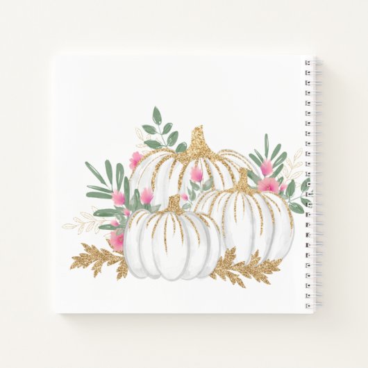 Herfst Gold White en roze pomkin Guest Book Notitieboek (Achterkant)