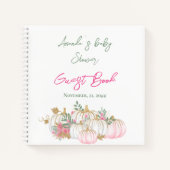 Herfst Gold White en roze pomkin Guest Book Notitieboek (Voorkant)