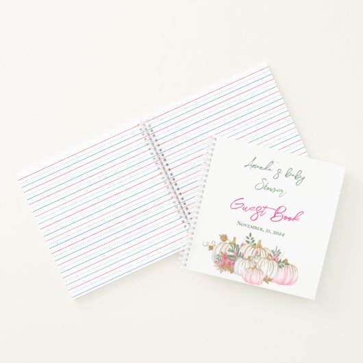 Herfst Gold White en roze pomkin Guest Book Notitieboek (Binnen)