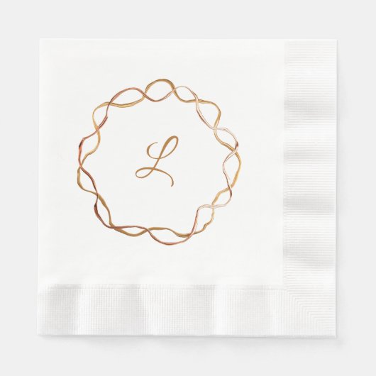 Herfst Gold Wreater Monogram Paper Napkin Servet (Voorkant)