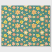 Herfst Golden Floral Naadloze Thanksgiving Geschen Cadeaupapier (Vlak)