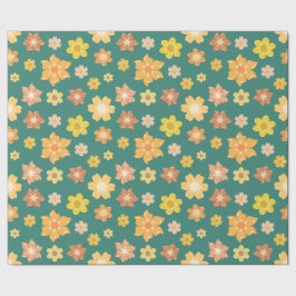 Herfst Golden Floral Naadloze Thanksgiving Geschen Cadeaupapier
