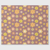 Herfst Golden Florals Naadloze Herfst Verjaardag Cadeaupapier (Vlak)