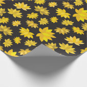 Herfst Golden Flowers Zwart Naadloze Herfst Cadeaupapier (Hoek)