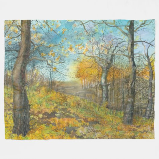 Herfst golden in een eikenbos fleece deken (Voorkant (Horizontaal))
