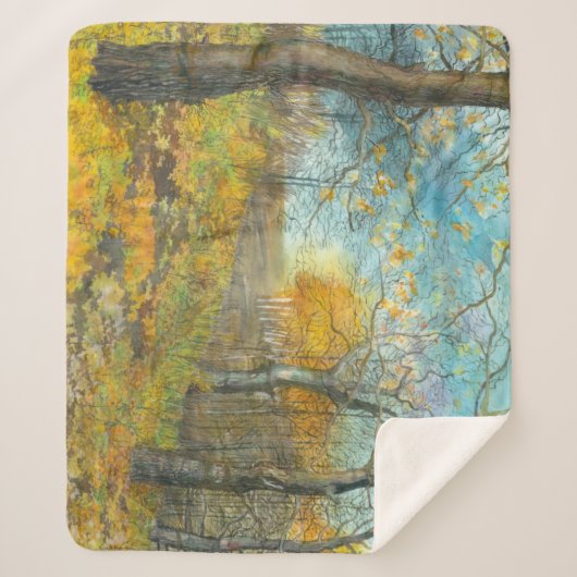 Herfst golden in een eikenbos sherpa deken (Voorkant)