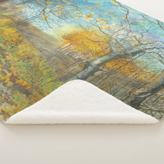 Herfst golden in een eikenbos sherpa deken (3/4)