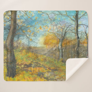 Herfst golden in een eikenbos sherpa deken