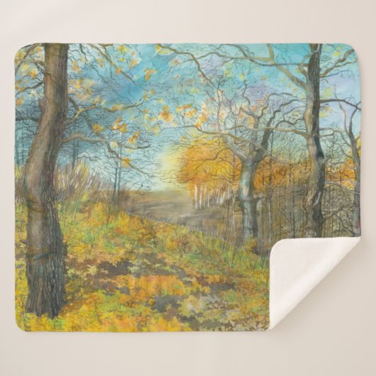 Herfst golden in een eikenbos sherpa deken (Voorkant (horizontaal))