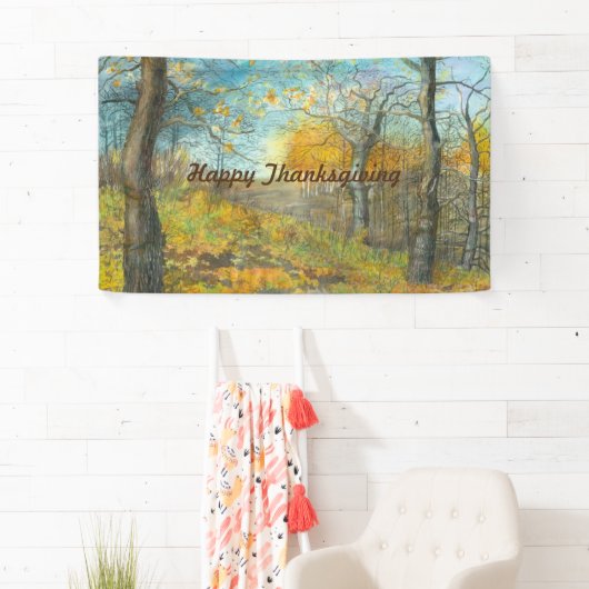 Herfst golden in een eikenbos spandoek (Insitu)