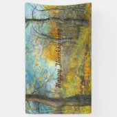 Herfst golden in een eikenbos spandoek (Verticaal)