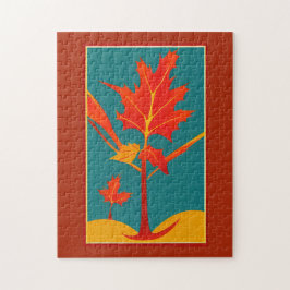 Herfst golden oranje leaf briefkaart legpuzzel