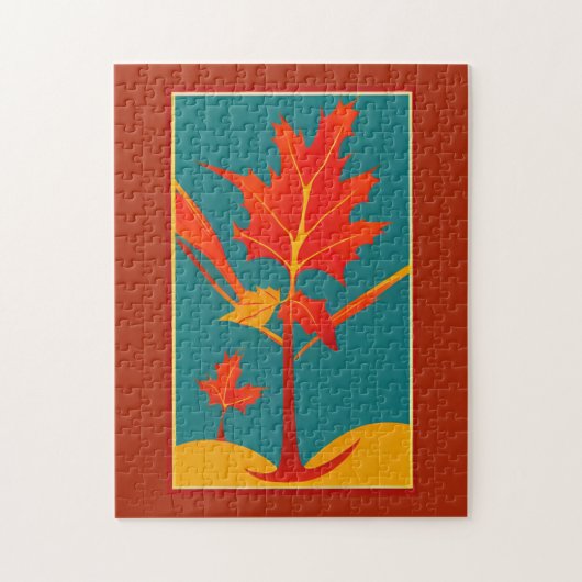 Herfst golden oranje leaf briefkaart legpuzzel (Verticaal)