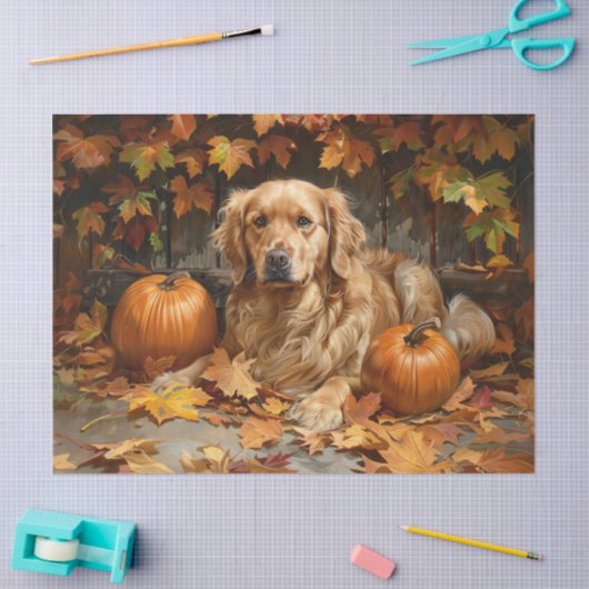 Herfst Golden Retriever Decoupage Tissuepapier (Craft)