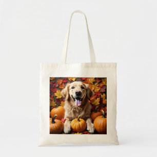 Herfst Golden Retriever Dog met pompoenen Tas