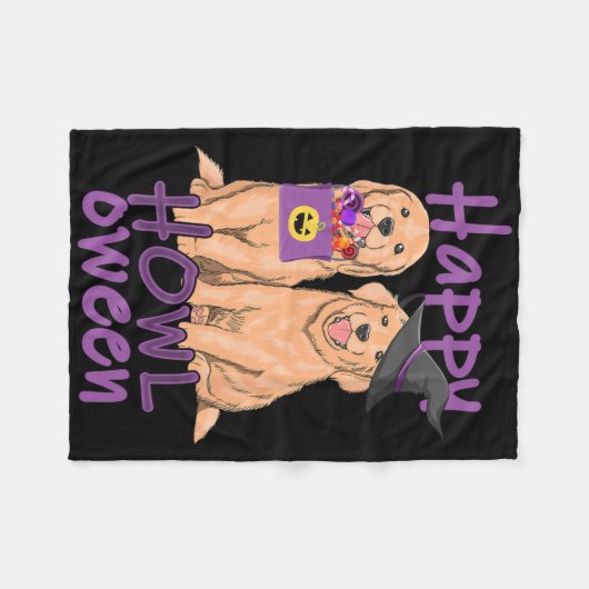 Herfst Golden Retriever Lovers Halloween Happy How Fleece Deken (Voorkant (Horizontaal))