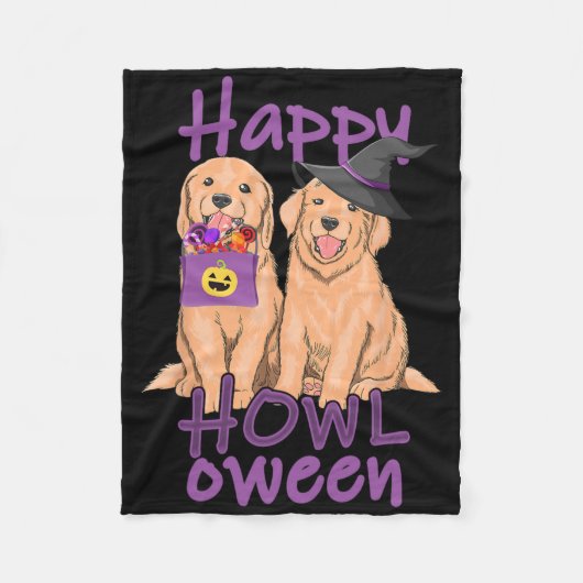 Herfst Golden Retriever Lovers Halloween Happy How Fleece Deken (Voorkant)