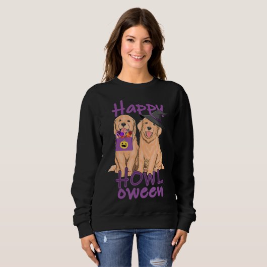 Herfst Golden Retriever Lovers Halloween Trui (Voorkant volledig)